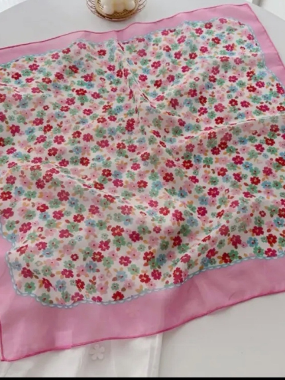 Pink Ditsy Print Scarf